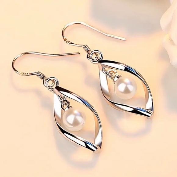 Passion of Essence Jewelry - Stunning Pearl Drop Earrings - Fashion Earrings for Women - Silvery Plated